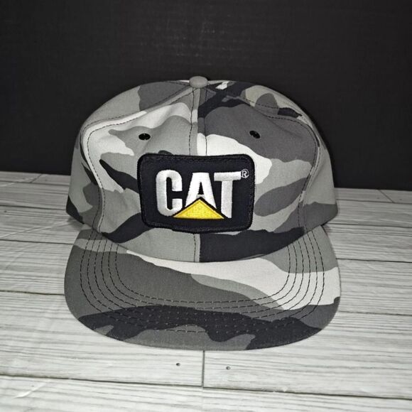 Vintage Camo Camouflage Cat Caterpillar Trucker Hat Patch Tonkin USA Snapback - Picture 3 of 10